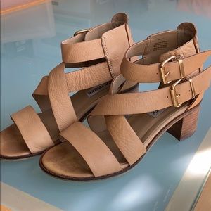 Steve Madden Rosana Tan Chunky Strap Heel Sandals